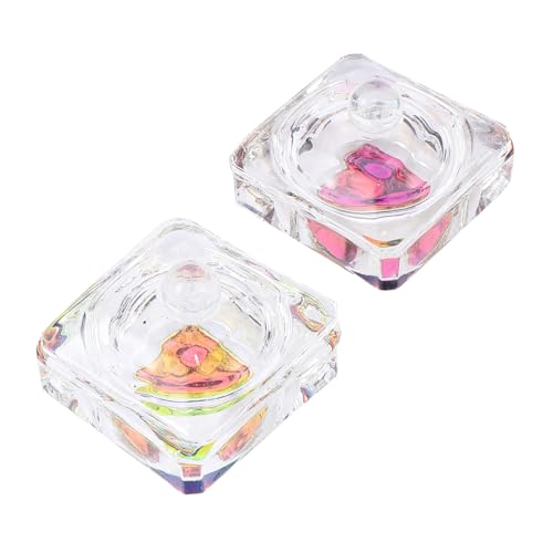 2 piezas recipiente de cristal para líquido de uñas miniatura 1