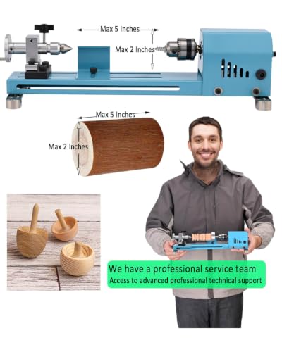 Image of Mini Wood Lathe Machine Infinite Speed Control Multi-Purpose Type For Desktop Supports Wood Sawing, Polishing, Grinding The Professional Set Of Accessories Comes With Instructions For Easy Use
