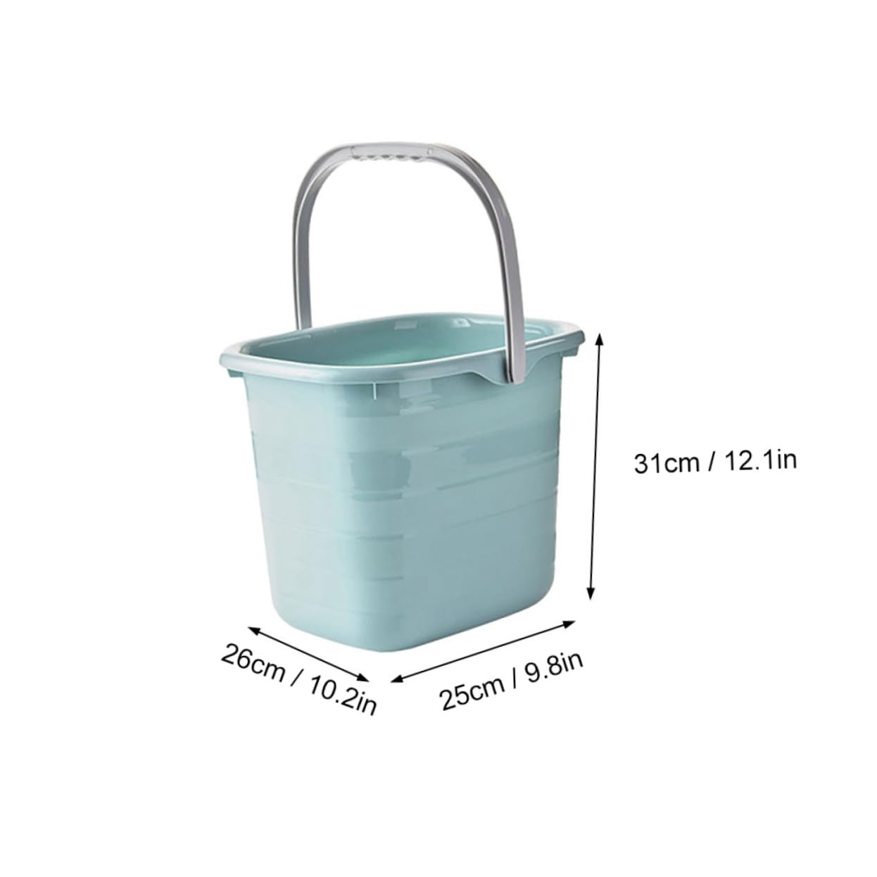 Secchio di Plastica Rettangolare Manico, Capacità Elevata, Antiscivolo e Resistente, per Famiglie e Giardinaggio