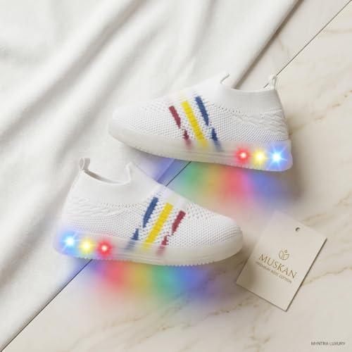 Image of inchJugnu inch LED Light-Up Baby Shoes (0-5 Years) | Soft Sole Comfort for Tiny Feet, Breathable Knit, Easy Slip-On | Magical Glowing Shoes for Happy Kids.