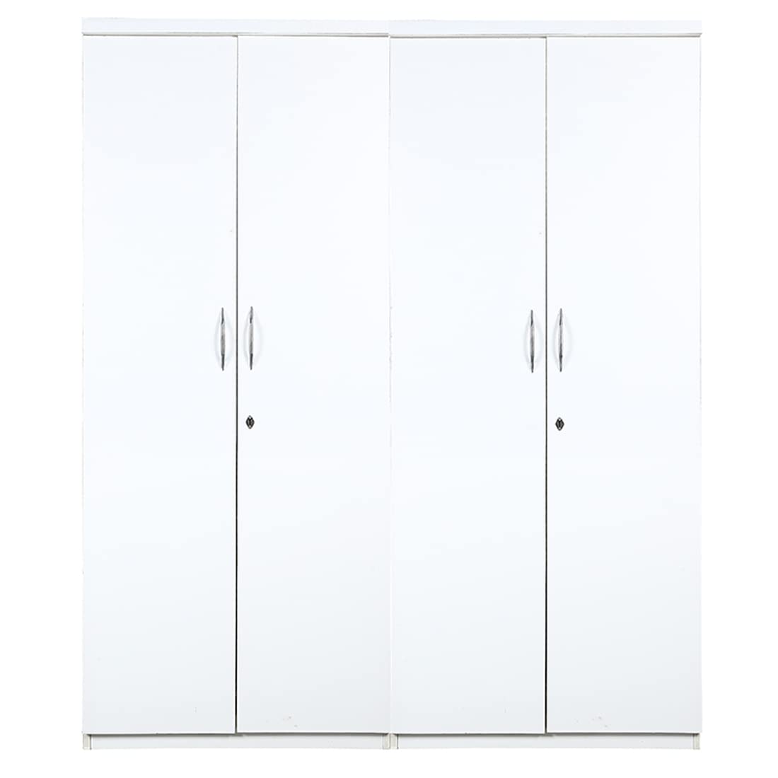 Engineered Wood Four-Door Wardrobe(White Texture) | Almirah/Cupboard for Bedroom and Storge Organising | Furniture with 4 Drawers & 8 Shelves-image-46
