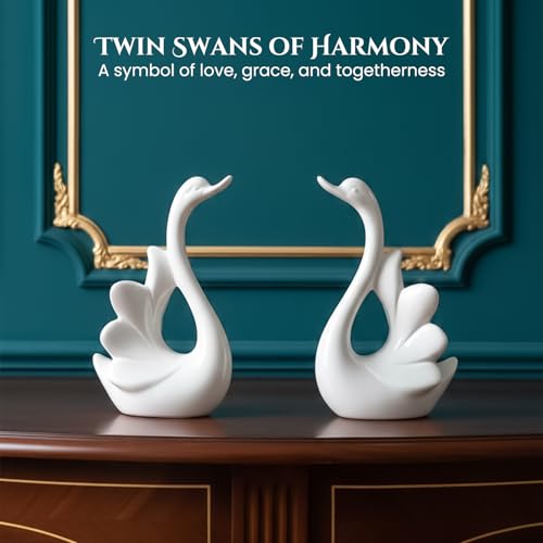 Image of Ekhasa Nostrae Cute Swan Couples Show Pieces for Home Decor Bed Room Decorative Items | Romantic Love Showpieces Gift Item for Valentines Day
