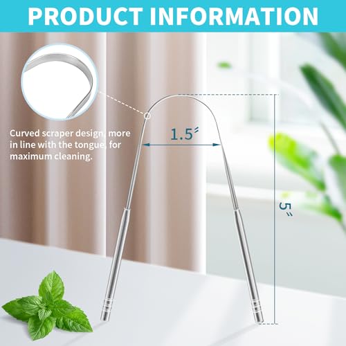Tongue Scraper Stainless Steel Tongue Cleaner Metal Tongue Care Tool Oral Cavity Scrapers Tongue Scraping Fresh Breath Care Scraper for Dental Hygiene and Reducing Bad Breath ('U' Shape) - Image 4
