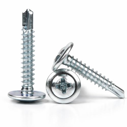 4.2mm x 50mm (Pack of 50) Self Drilling Phillips Wafer Head Screws Zinc Plated DIN7504T Self Tapping Screws for Metal Sheets Roofing Windows - F13B