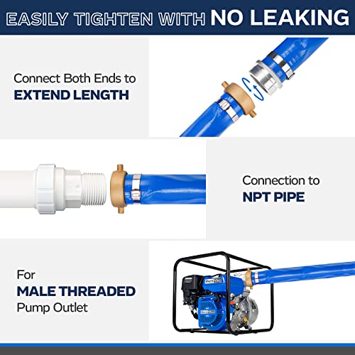 Beetqi 1.5" X 50Ft Pool Backwash Hose Flexible Drain Hose For Swimming Pool, Heavy Duty Pool Hoses For Inground Pools, Lay Flat Sump Pump Discharge Hose With Aluminum Pin Lug Fittings, 6 Bar #TOP3