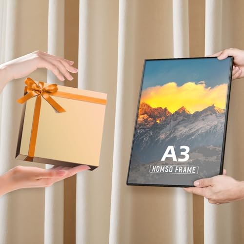 Homso XKJS-BLACK-A3 Picture Frame In Black - 11.7X16.5 Frame Metal Aluminum A3 Poster Frames Thin Border A3 Frame With Shatter-Resistan Acrylic thumb #2
