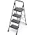 TOOLF 4 Step Ladder, Sturdy Steel Step Stool with Anti-Slip Wide Pedals, Handrail, Safe-Lock Design, Folding Portable Ladder for Multi-Purpose, Home, Kitchen, Pass 800lbs Load Testing, Black