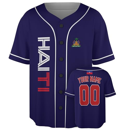 Camiseta de Béisbol Personalizada de Haití - Camiseta Deportiva para Fans con Nombre y Número para Hombre y Mujer miniatura 1
