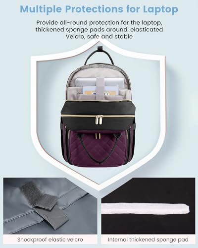 Image of LOVEVOOK Laptop Backpack for Women with Separate Laptop Compartment, 15.6 inch Water Resistant Lightweight Daypacks for College Travel Work Business, Nurse Teacher Computer Bags