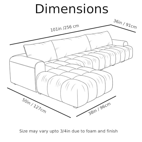 Image of Modern Cloud Puffy Velvet Sofa Tufted Structure Round Arm L-Shaped Sofa Set Round Back with Throw Pillows for Living Room (L Shape +1 & Footrest, Rust Orange)