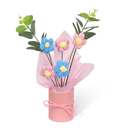 Image of Cortina 1pcs Artificial Crochet Flower Bouquet /Artificial Flowers Bunch /Crochet Flowers Bouquet /Crochet Flowers /Flowers Bouquet Gift for Girls Home Decor,Gifting,etc. (Blue)