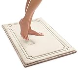 MICRODRY - Luxurious Racetrack Twist Memory Foam Bath Mat, Absorbent Bath Mat with Skid-Resistant Base, Memory Foam Rug for Bathrooms, Kitchens & More, 21 x 34 inches, Linen