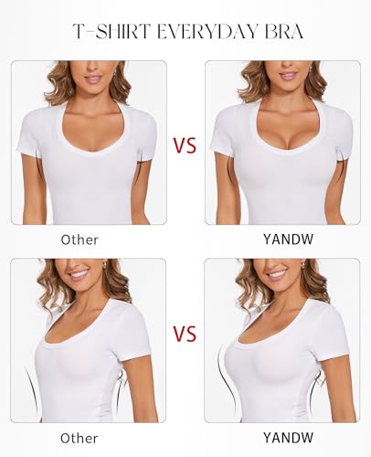 Image of YANDW Racerback Push Up Padded Bras for Women Add 2 Cup Front Closure Back Smoothing T Back Plunge Underwire Bra