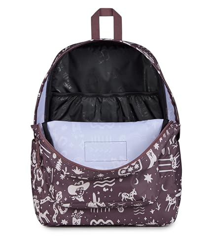 Image of JanSport SuperBreak Plus Backpack with Padded 15-inch Laptop Sleeve and Integrated Bottle Pocket - Spacious and Durable Daypack for Work and Travel, Yeehaw And Horses Mahogany Haze /Cream