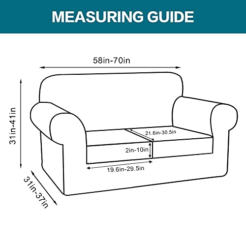 Turquoize 3 Piece Sofa Covers for 2 Cushion Couch Sofa Slipcover Soft Cover for Dogs-Washable Furniture Covers with 2 Individual Cushion Covers, Feature Jacquard Fabric(Loveseat, Biscotti Beige) - Image 3