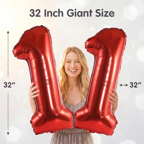 Image of YPSelected 32 Inch Large Foil Helium Number Balloon Birthday Wedding Party 0-9 (Red, 1)