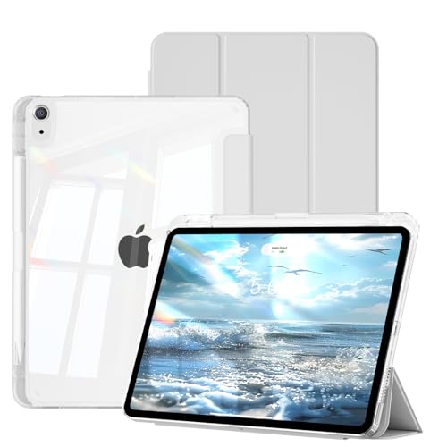 Coque pour iPad 11 et 10.9 pouces avec dos transparent et finition gris élégant