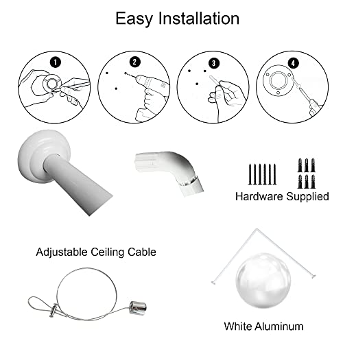 Wall Mounted Adjustable L-Shaped Corner Bathtub Curtain Rod 37" To 71"L - Width 31.5" White #TOP2
