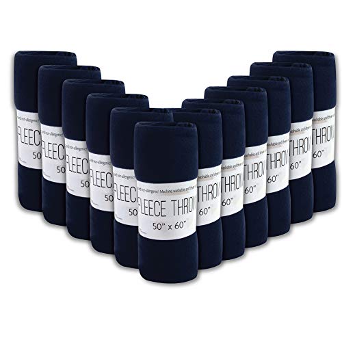 Photo 1 of Trail maker 24 Pack Fleece Throw Blankets - Navy Blue