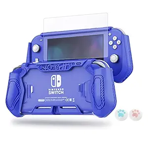 Switch Lite Protective Case for Nintendo, LeyuSmart (Ergonomic/Sturdy/Full Protection) Gift Idea with HD Screen Protector & Thumb Grip Caps for Family Happy Hours, Blue