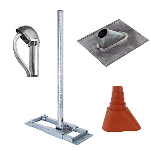 Premium X Deluxe X90-48 Dachsparrenhalter 90cm Mast SAT Sparren Dach-Halterung für Satellitenschüssel Blei Pfanne Manschette rot ALU Mastkappe