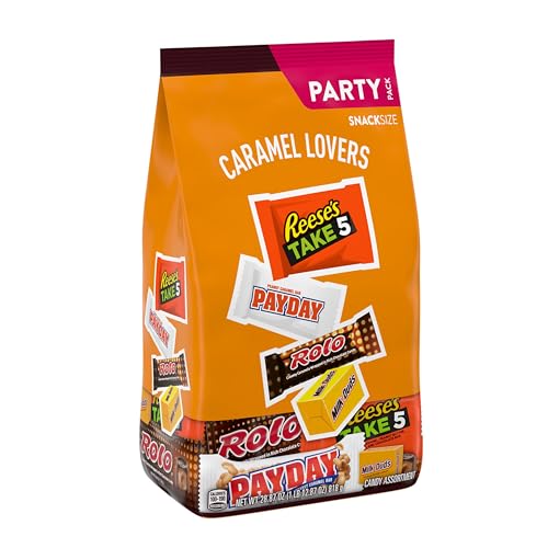 Image of Hershey Assorted Caramel Flavored Snack Size, Candy Party Pack, 28.87 oz (Pack of 2)
