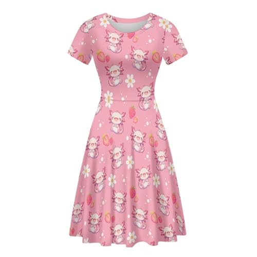 Image of AFPANQZ Womens Casual Summer Lightweight Vintage Dress Short Sleeve Midi Dress Knee-Long Luxury Formal Dress