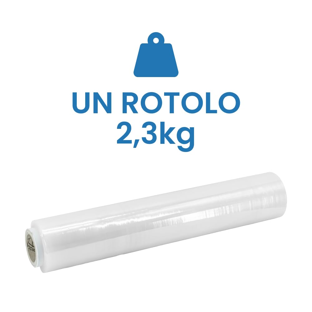 IMBALLAGGI 2000-36pz. Pellicola Estensibile Manuale - Film Estensibile Fascia per Pallet e Imballaggio - Trasparente - 50cm x 160mt - (36)