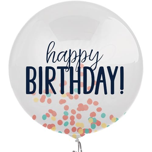 Ballon Jumbo en latex avec confettis arc-en-ciel Amscan de 61 cm pour fête