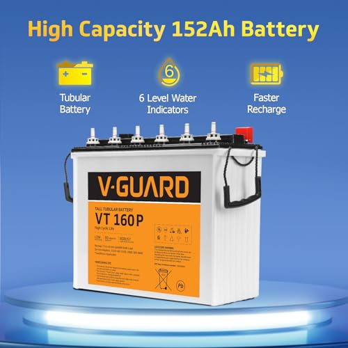 Image of V-Guard Inverter & Battery Combo (Smart Pro 1200S S Inverter, VT 160 P (152Ah Tall Tubular Battery)) for Home, Office & Shops