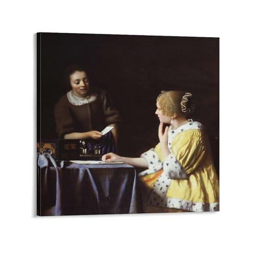 Toile Johannes Vermeer moderne pour salon élégant 60x60 cm