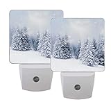 Naanle Set of 2 Merry Christmas Snow Tree Snowflake Auto Sensor LED Dusk to Dawn Night Light Plug in...