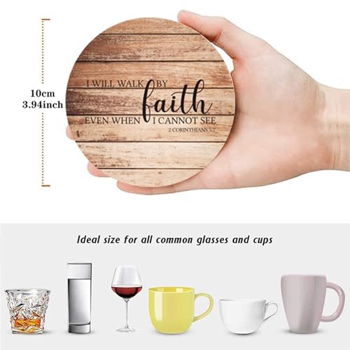 Sous-verres chrétiens en bois avec support (lot de 6) et versets - 5