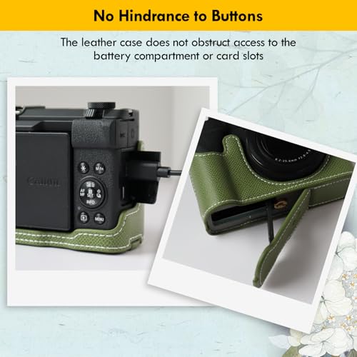 Funda PU para Canon PowerShot V1, medio estuche verde miniatura 5