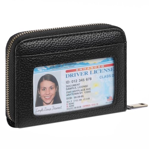 Image of SENDEFN Leather Wallet Women RFID Blocking Small Compact Wallets Credit Card Holder with ID Window