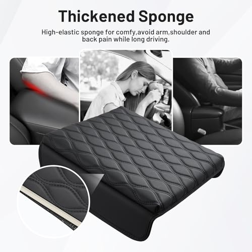 Image of Autorder Center Console Cover for 2021-2025 2026 Ford F150 /2022-2025 2026 F150 Lightning Accessories Armrest Cushion Cover Nappa Leather Middle Console Covers (Only fit for Work Surface Console)
