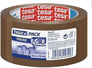tesapack Packing Tape, Strong Packaging Tape for Medium to Heavy Parcels and Boxes, 66 m x 50 mm - Brown, Pack of 6