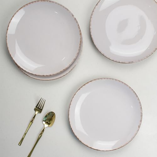 Image of The Earth Store Glossy Lavender Marble 10 Inch Ceramic Dinner Plates Microwave & Dishwasher Safe Ceramic Plates for Dinner | Full Plates Set of 4 | Dinner Full Plates