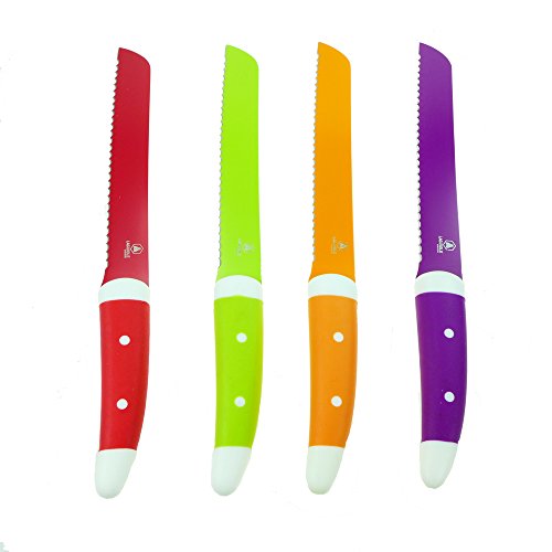 LAGUIOLE Cuchillo de pan inoxidable, mango de silicona, 33 cm, color verde