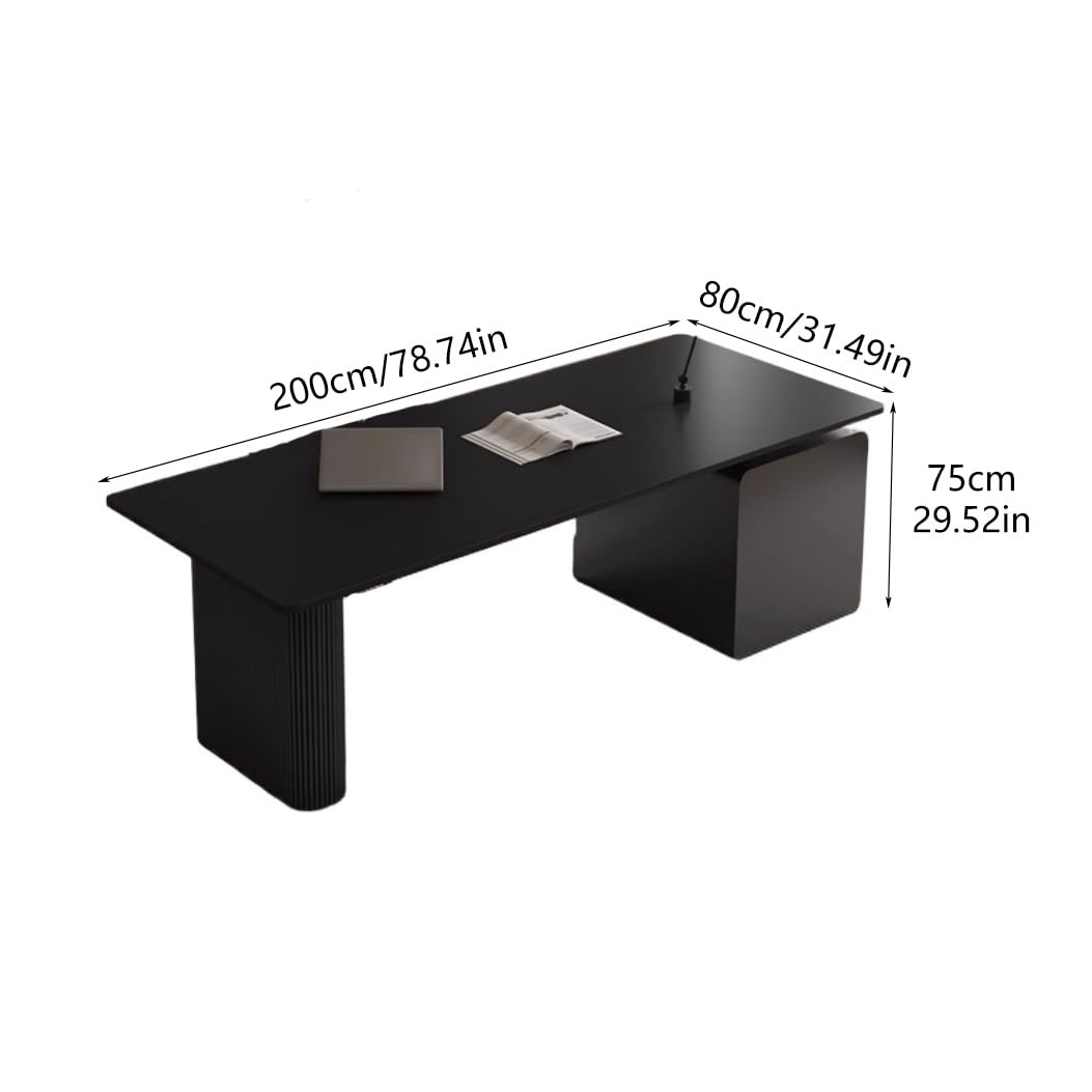 Minimalistyczny łupkowy stół biurowy do mieszkania, nowoczesny stół komputerowy, idealny do biznesu i domu. Biurko z miejscem do przechowywania (200 x 80 x 75 cm)
