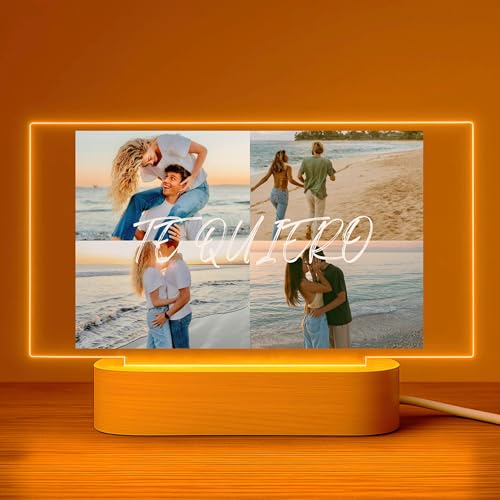Cristal Plaque Placa personalizada que eu amo-te com fotos – metal e base transparente de metal, detalhe único – presente motivo para a sua pessoa especial.