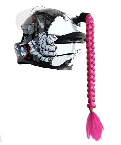 Flaconi Trenzas de Casco de Moto,Trenzas de Casco,Casco de Cola de Caballo de Motocicleta,Accesorios para Casco de Moto,Trenzas de Moto,Adecuado para Motocicletas,Bicicletas de esquí(Rosa Rojo)