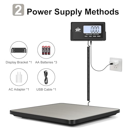qp shipping scale 440 lb035 oz high accuracy digital postal scale postage scale holdtare function auto off lcd display lightweight scale for packagesluggagepet battery amp ac adapter included