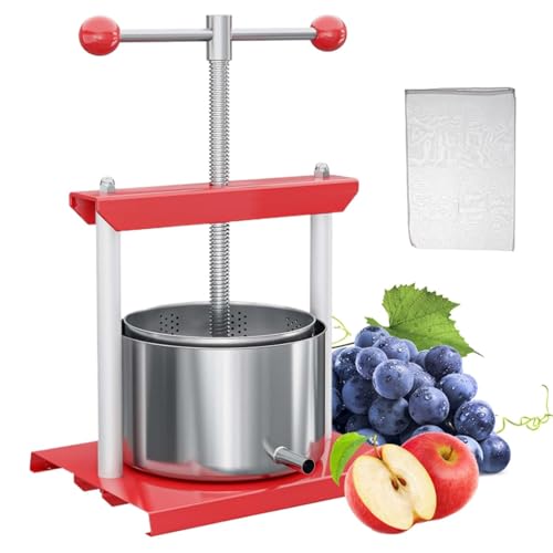 Oiyekntd Prensa Manual para Queso, tinturas, Hierbas, Frutas y Vino. Mango ergonómico de Acero Inoxidable y Hierro. Ideal para zumos, Sidra, Vino y Aceite de Oliva. 2L/0.53Gal