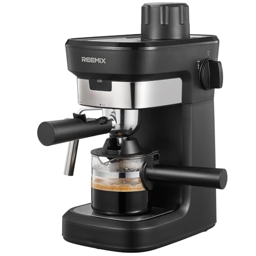 Reemix Máquina de café espresso de 3,5 bar con boquilla profesional de espuma de leche, cafetera espresso de acero inoxidable para capuchino, latte y macchiato, color negro Reemix Máquina de café espresso de 3,5 bar con boquilla profesional de espuma de leche, cafetera espresso de acero inoxidable para capuchino, latte y macchiato, color negro