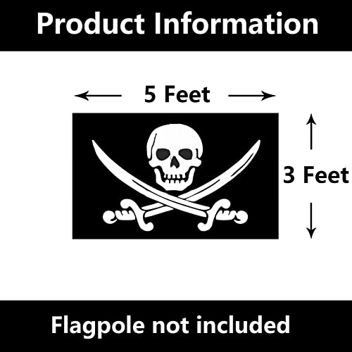 Double Sided Pirate Jolly Roger Flag 3X5 Outdoor-3 Ply Jack Rackham Skull Bones Flags Heavy Duty Polyester Double Stitched With Cross Knife 2 Brass Grommets For Indoor Outdoor Office Boat #TOP5