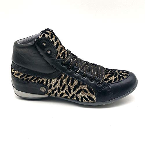 Tenis Feminino Academia Couro Leve Bm Brasil 230 Preto e Dourado 36