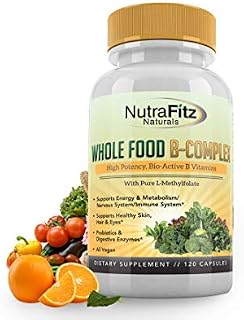 NutraFitz Naturals B Complex Vitamins - B Vitamins Whole Food Supplement, B12 Methylcobalamin