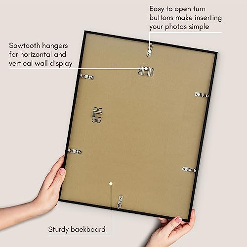Americanflat 14x18 Picture Frame with Polished Plexiglass - Streamline Collection - Thin Border Picture Frame for Wall Display - Hanging Hardware Included - Black