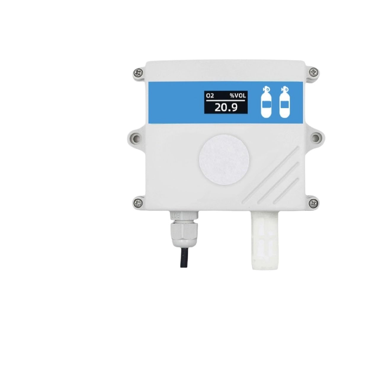 Gasdetektor, Wandmontierter Sauerstoffsensor O2-Konzentrationsdetektor Gasanalysator Sender Luftqualitätsmonitor for die Gewächshauslandwirtschaft für Arbeit und Zuhause(OLED 0-5V 25Vol)